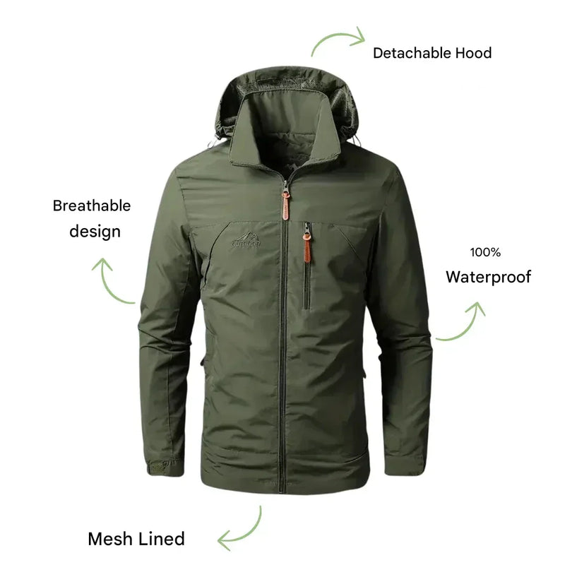 Men’s Waterproof Windproof Jacket Breathable Outdoor Spring Coat – product view 2 | Great Lakes Outdoor