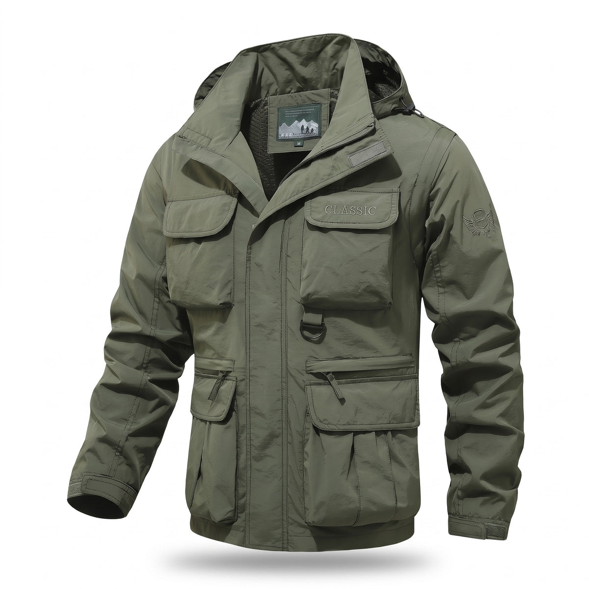 Men's Windbreaker Detachable Sleeves Hooded Multi Pocket Coat, product photo 1
