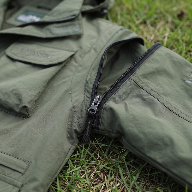 Men's Windbreaker Detachable Sleeves Hooded Multi Pocket Coat, product photo 4