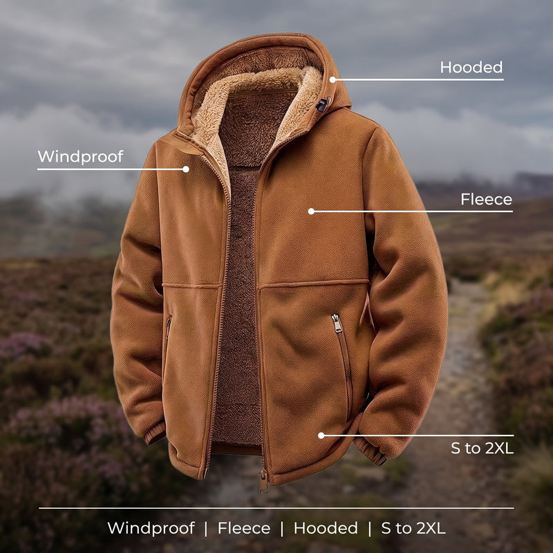 Men's Windproof Fleece Jacket Hooded Full Zip Autumn Winter, product photo 2