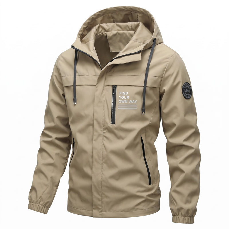 Men's Windproof Hooded Jacket Chest Print Fitness Hiking Coat, product photo 8