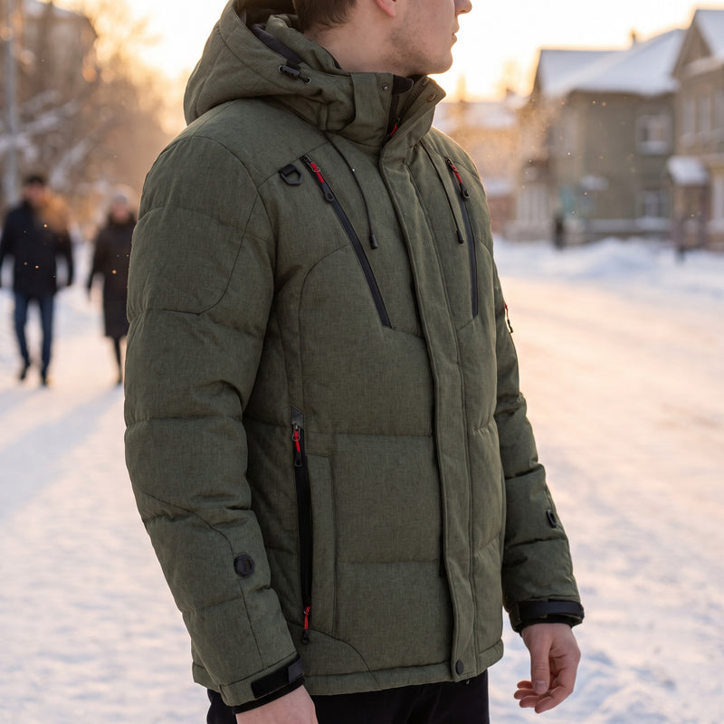 Men's Winter Down Jacket Goose Filled Water Repellent Windproof Coat, product photo 3