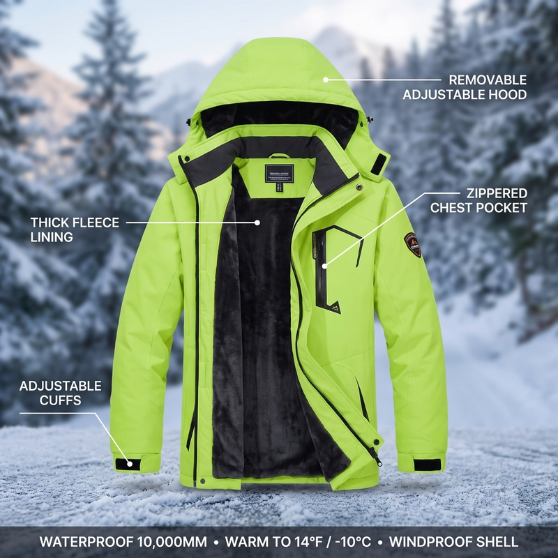 Men's Winter Hiking Jacket Waterproof Fleece Lined Trekking Coat – features and specifications overview | Great Lakes Outdoor
