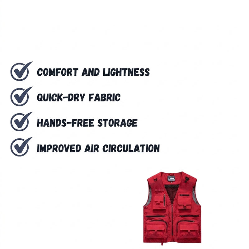 Multi-Pocket Utility Vest Lightweight Breathable Outdoor Hiking Jacket – product view 3 | Great Lakes Outdoor