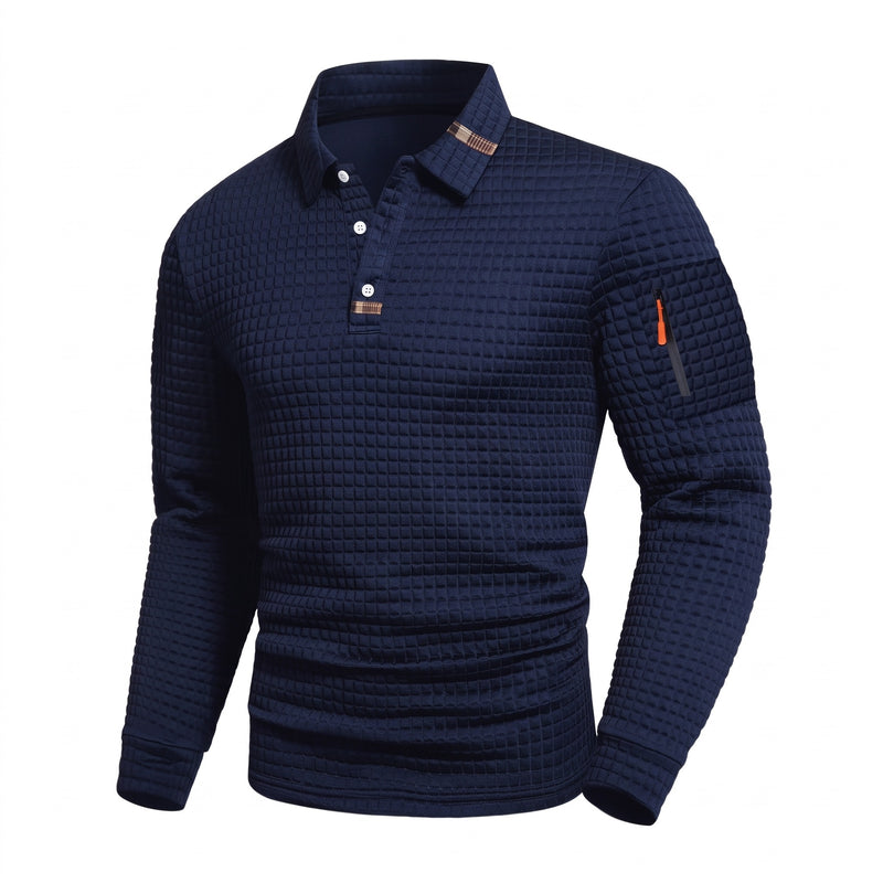 Tactical Polo Shirt Long Sleeve Quick Dry Waffle Knit Top, product photo 6