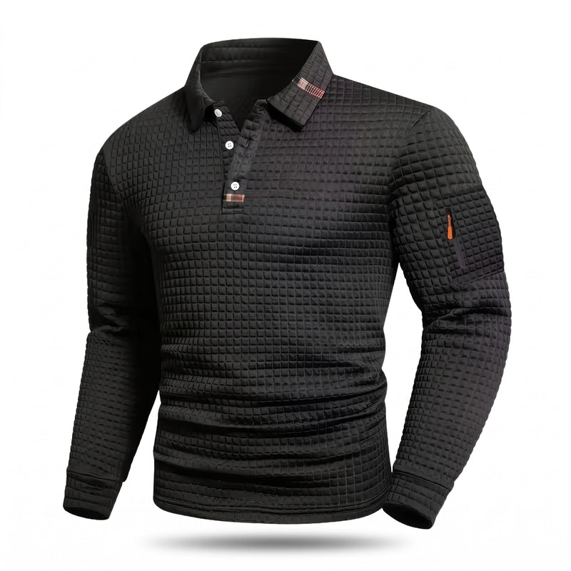Tactical Polo Shirt Long Sleeve Quick Dry Waffle Knit Top, product photo 7