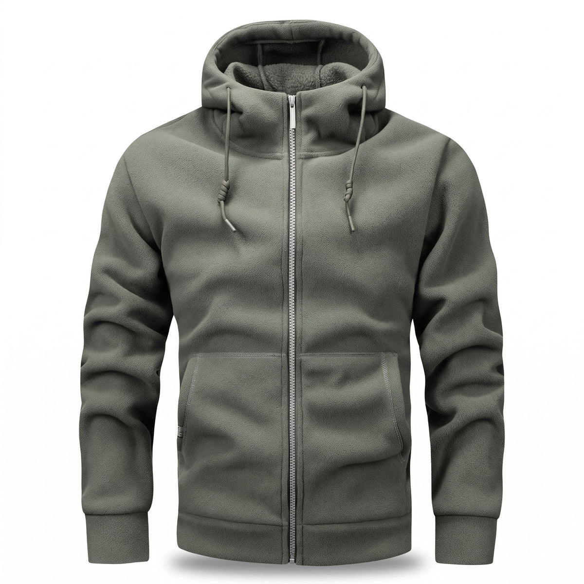 Thickened Polar Fleece Hooded Cardigan Zip Front Unisex Layer, product photo 1