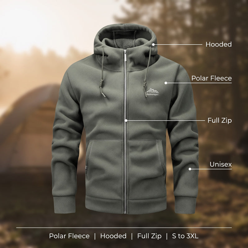 Thickened Polar Fleece Hooded Cardigan Zip Front Unisex Layer, product photo 2