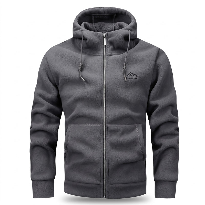Thickened Polar Fleece Hooded Cardigan Zip Front Unisex Layer, product photo 6