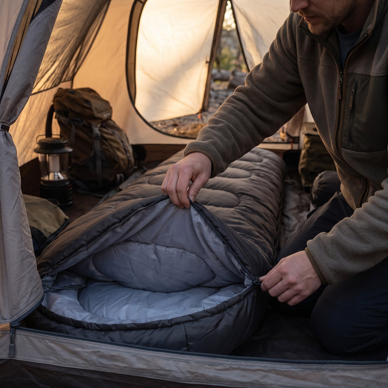 Three Season Sleeping Bag Opens Flat as a Camping Blanket, product photo 5