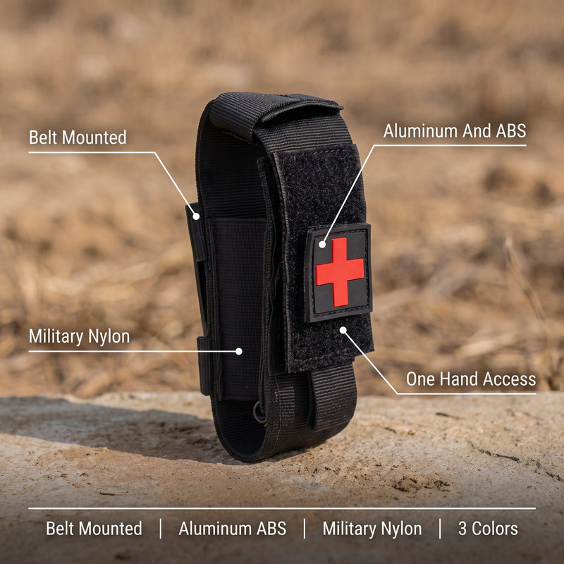 Tourniquet Holder Pouch Military Aluminum ABS Nylon Belt Mounted, product photo 2