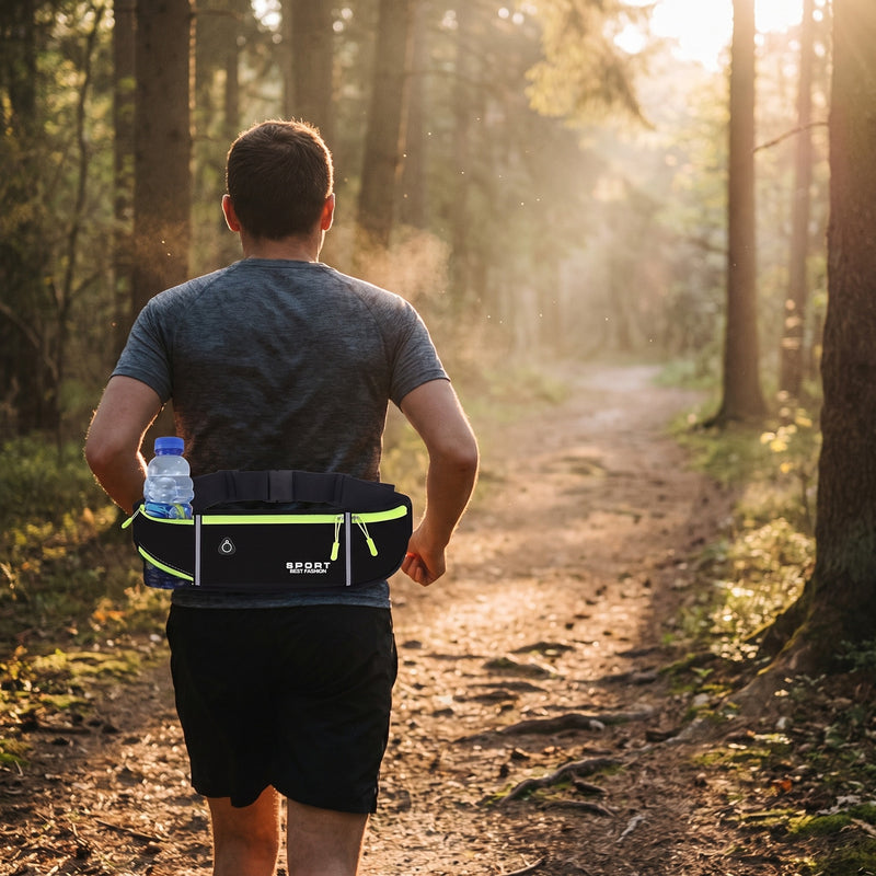 Trail Hydration Belt 3 Pockets Hidden Bottle Holder Reflective Waist, product photo 3
