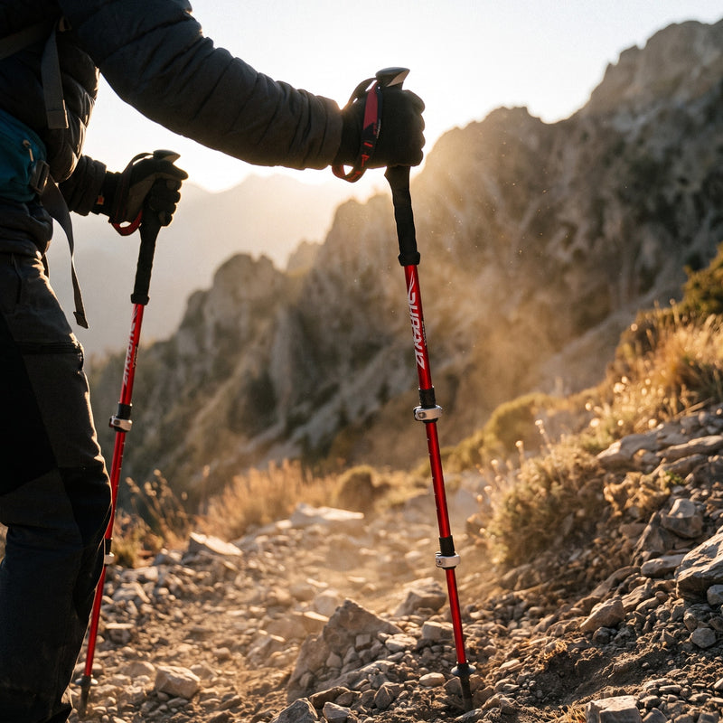 Trekking Poles Foldable Aluminum Shock Absorbing Adjustable Hiking, product photo 3