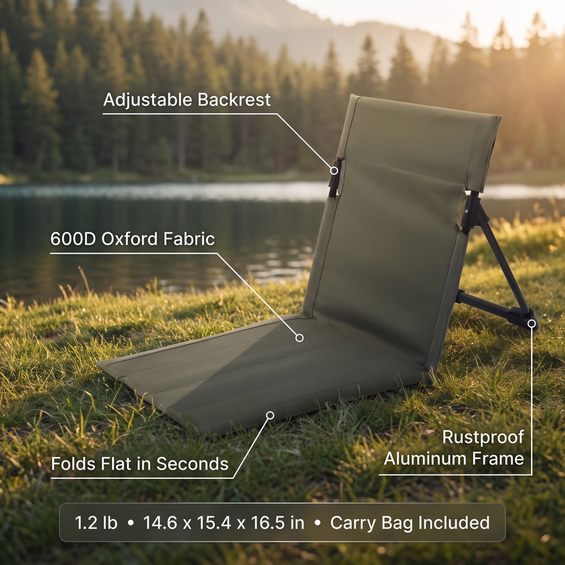Ultralight Hiking Ground Chair Folding Backpacking Camp Seat – features and specifications overview | Great Lakes Outdoor