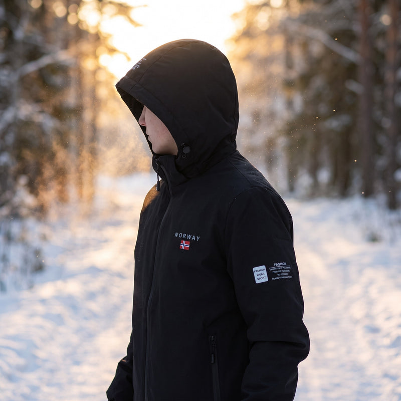 Unisex Windproof Hiking Jacket Nordic Print Hooded Breathable, product photo 3