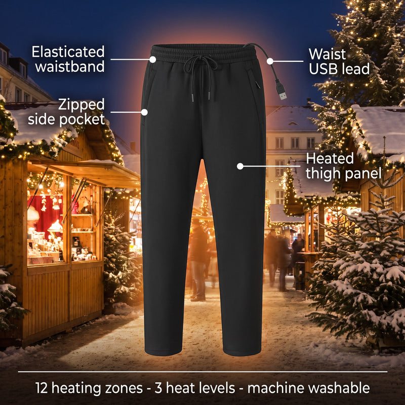 USB Heated Pants 12 Heating Zones Carbon Fiber Zip Pocket Trousers, product photo 2