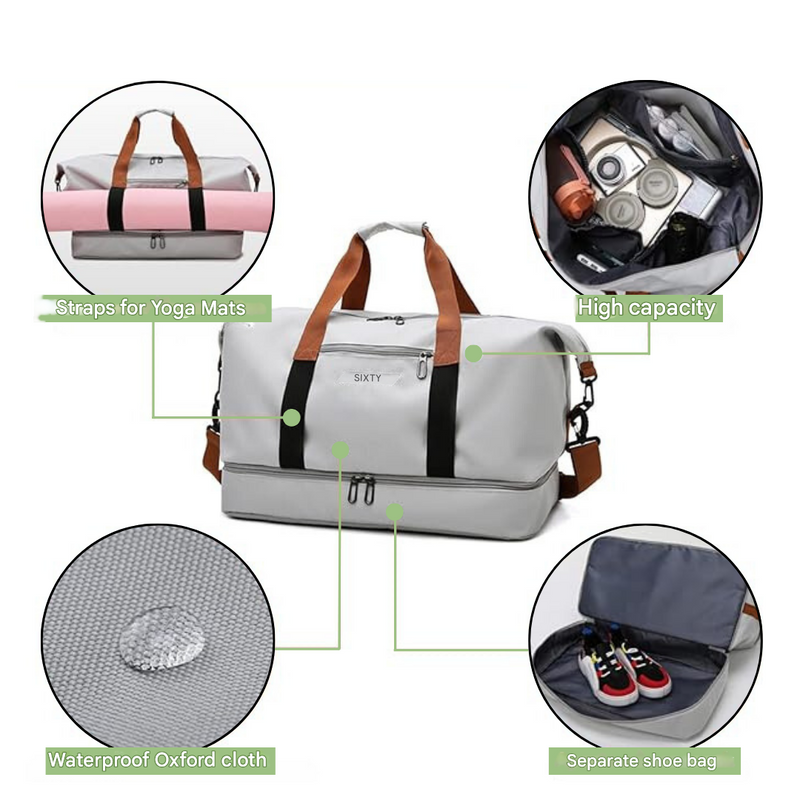 Water Resistant Sports Travel Bag Gym Duffel with Shoe Compartment – product view 2 | Great Lakes Outdoor