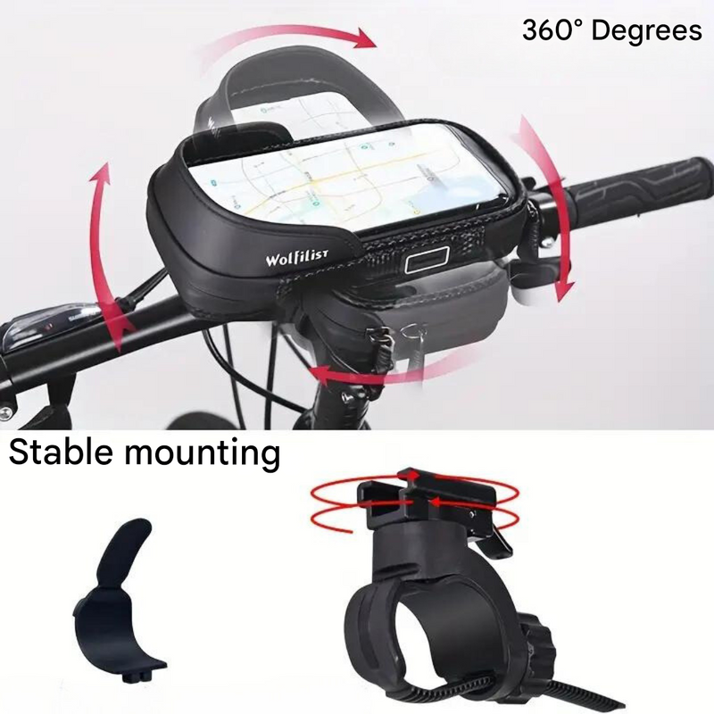 Waterproof Bicycle Phone Holder 360 Rotation Bike Handlebar Mount – product view 3 | Great Lakes Outdoor