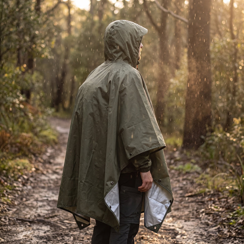 Waterproof Rain Poncho 3 In 1 Tarp Shelter Groundsheet Hooded Cape, product photo 3