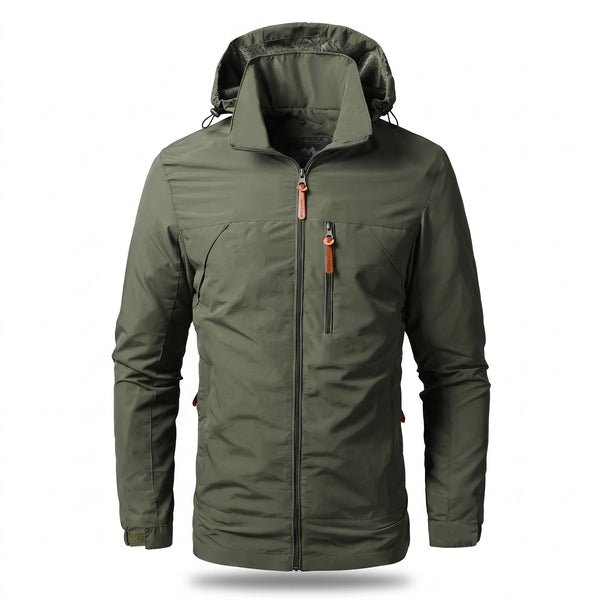 Waterproof Windbreaker Jacket Mesh Lined Detachable Hood Rain Shell