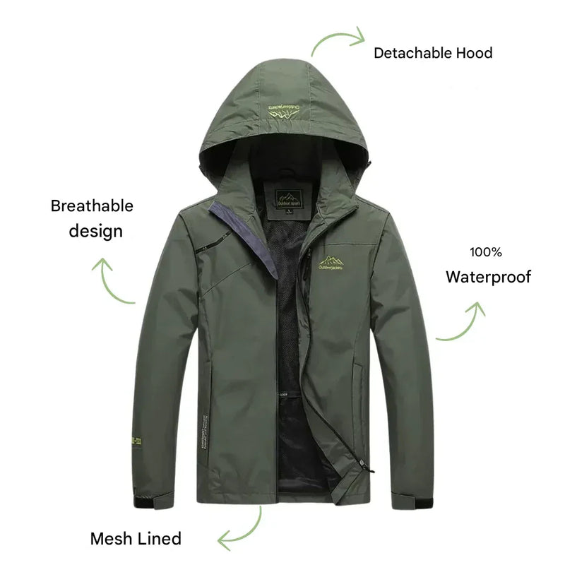 Waterproof Windproof Outdoor Jacket Breathable Mid Season Coat – product view 2 | Great Lakes Outdoor