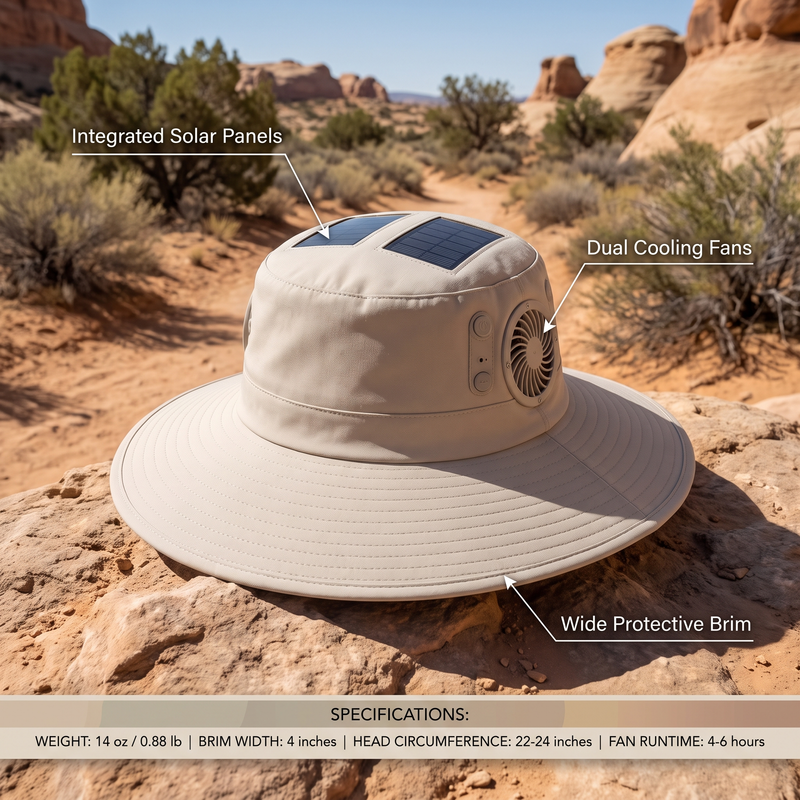 Wide Brim Sun Hat with Solar Fans – Outdoor Work – product view 3 | Great Lakes Outdoor