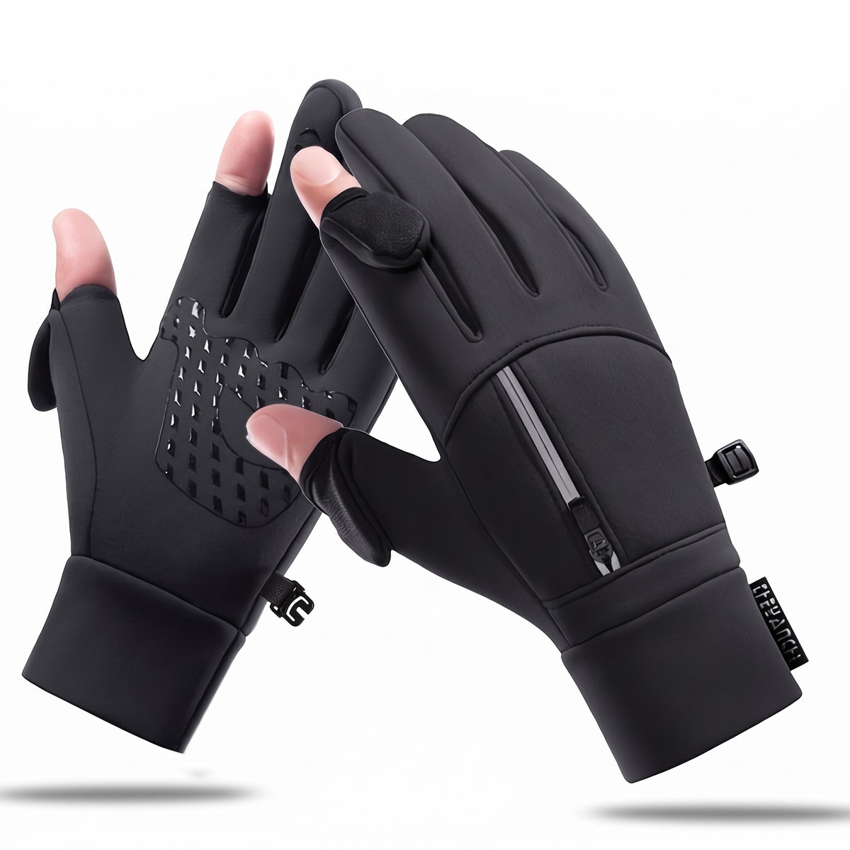 Windproof Winter Gloves Flip Top Two Finger Touchscreen Hunting Mitts, product photo 1