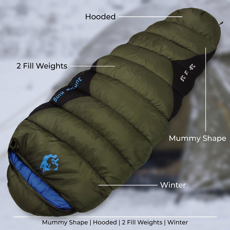 Winter Mummy Sleeping Bag Hooded Down Blend Fill Cold Weather, product photo 2