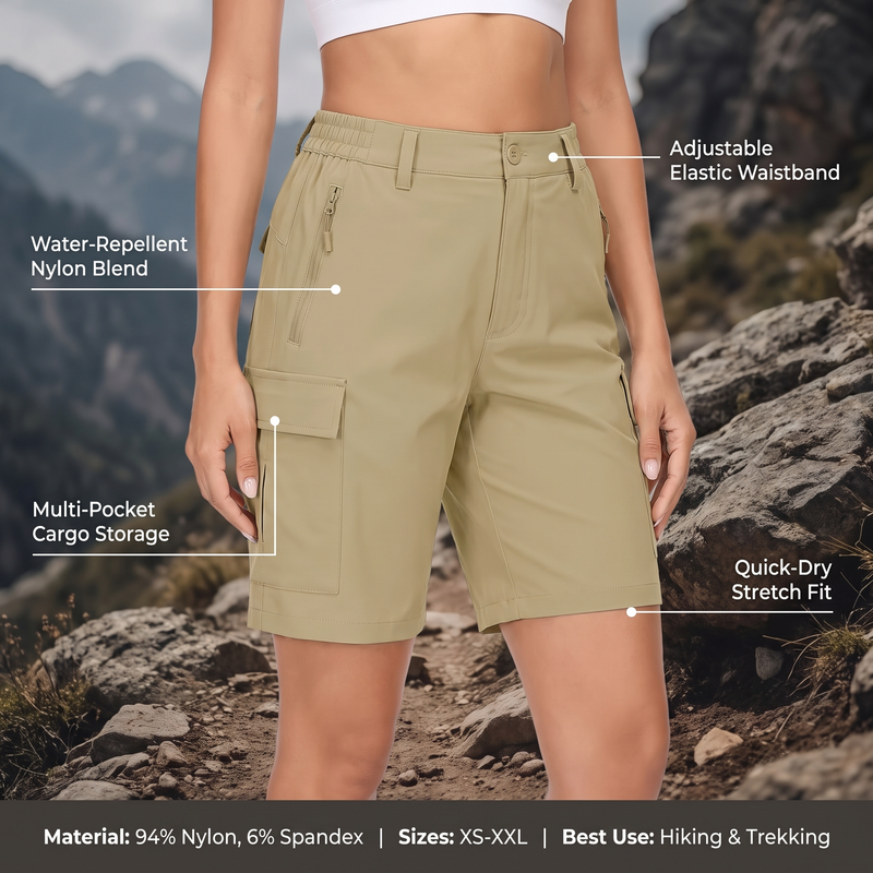 Women's Cargo Hiking Shorts Lightweight Quick-Dry Outdoor Trekking Shorts – product view 3 | Great Lakes Outdoor