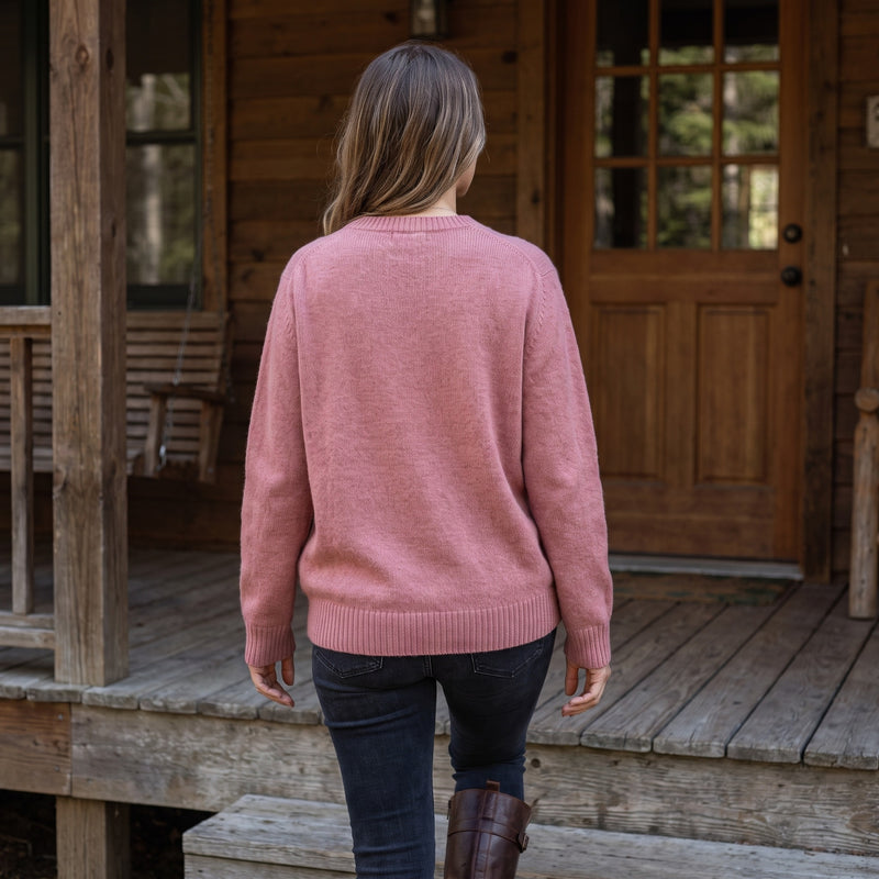 Women's Cashmere Blend Sweater Crew Neck Loose Fit Plush Knit, product photo 5