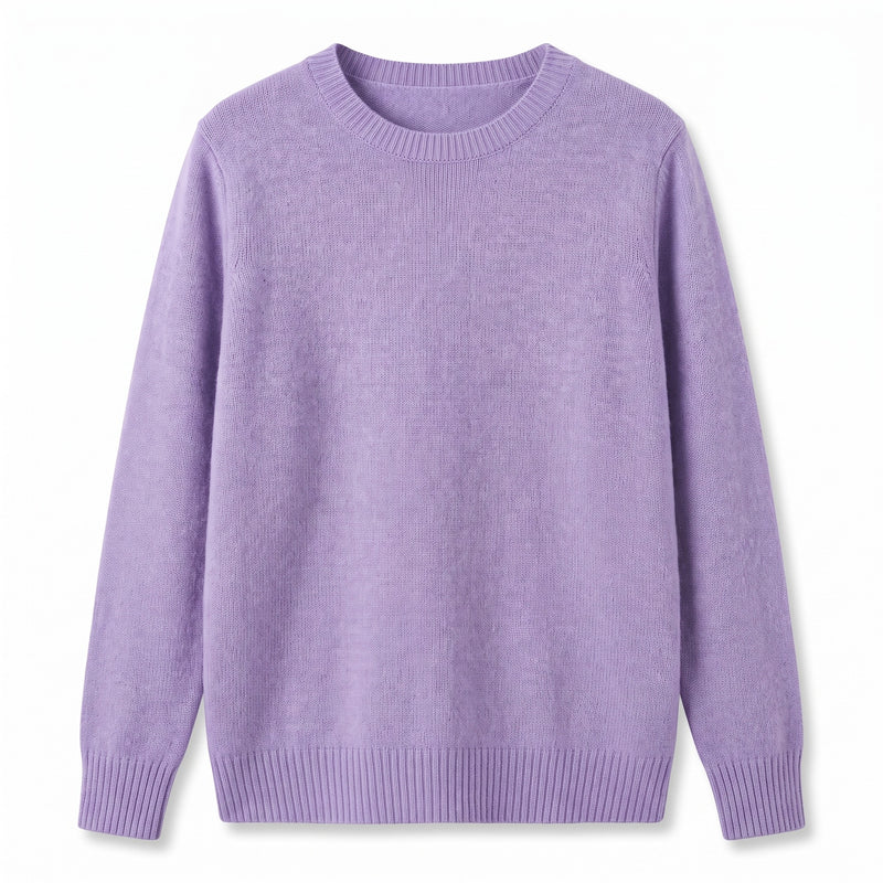 Women's Cashmere Blend Sweater Crew Neck Loose Fit Plush Knit, product photo 12