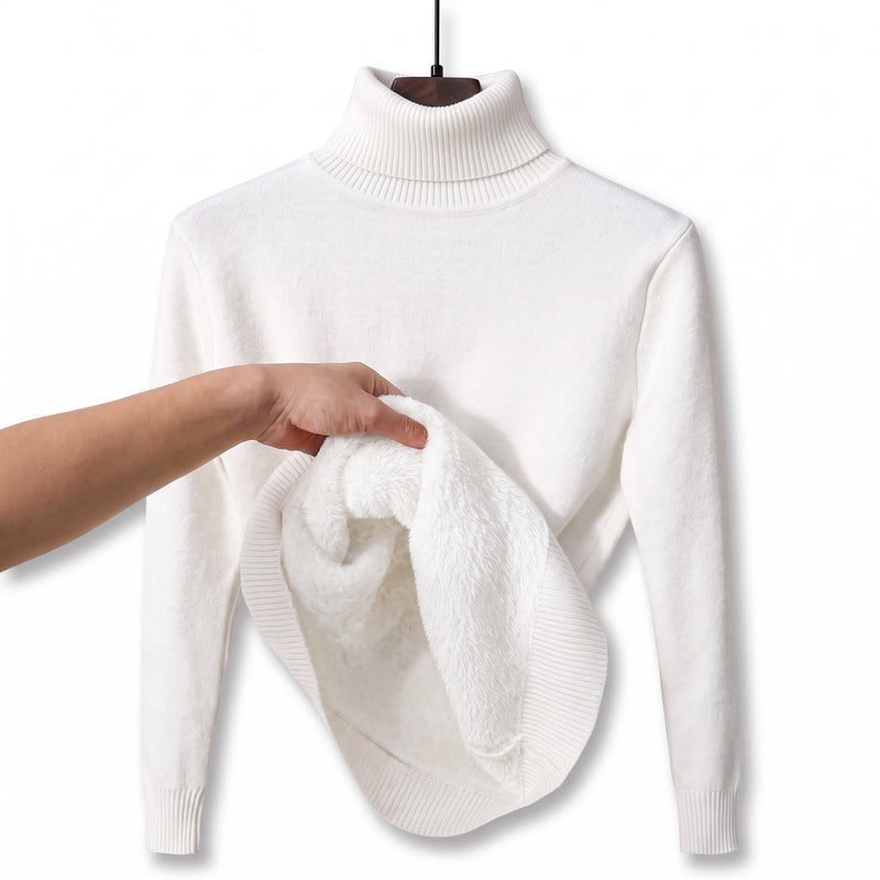 Women's Fleece Base Layer Top High Neck Stretch Warm Knit Sweater, product photo 8