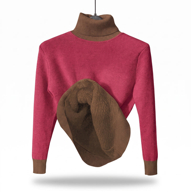 Women's Fleece Base Layer Top High Neck Stretch Warm Knit Sweater, product photo 10