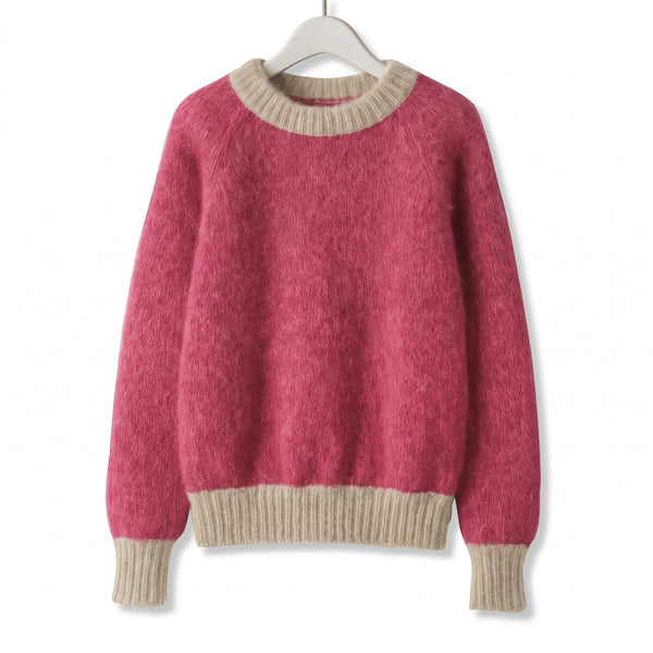 Women's French Style Sweater Crew Neck Stretch Knit Straight Top