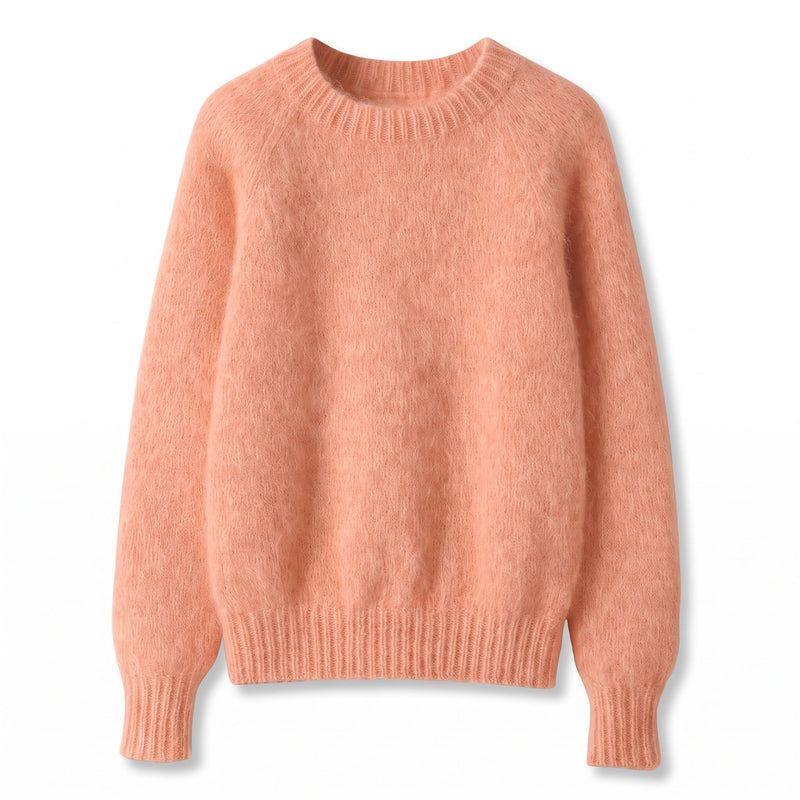 Women's French Style Sweater Crew Neck Stretch Knit Straight Top, product photo 8