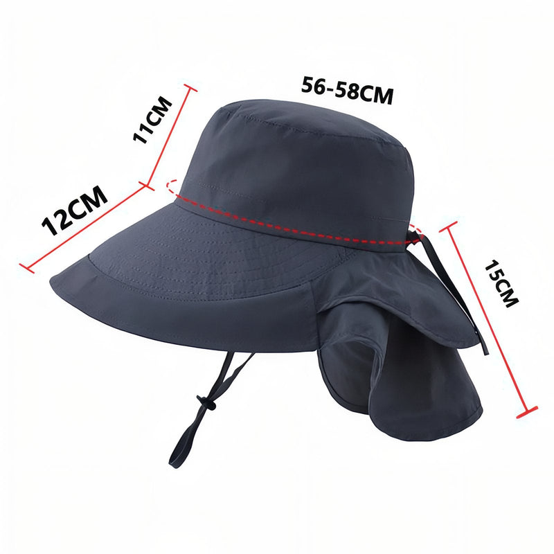 Women's Hiking Sun Hat Wide Brim Neck Protection Cap – product view 5 | Great Lakes Outdoor
