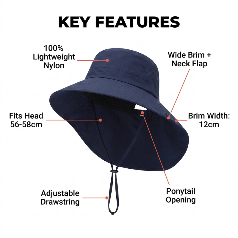 Women's Hiking Sun Hat Wide Brim Neck Protection Cap – features and specifications overview | Great Lakes Outdoor