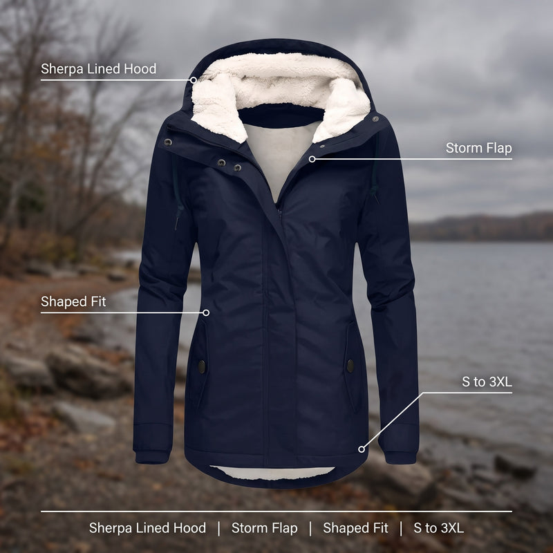 Women's Hooded Winter Parka Sherpa Lined Hood Adjustable Warm Coat, product photo 2