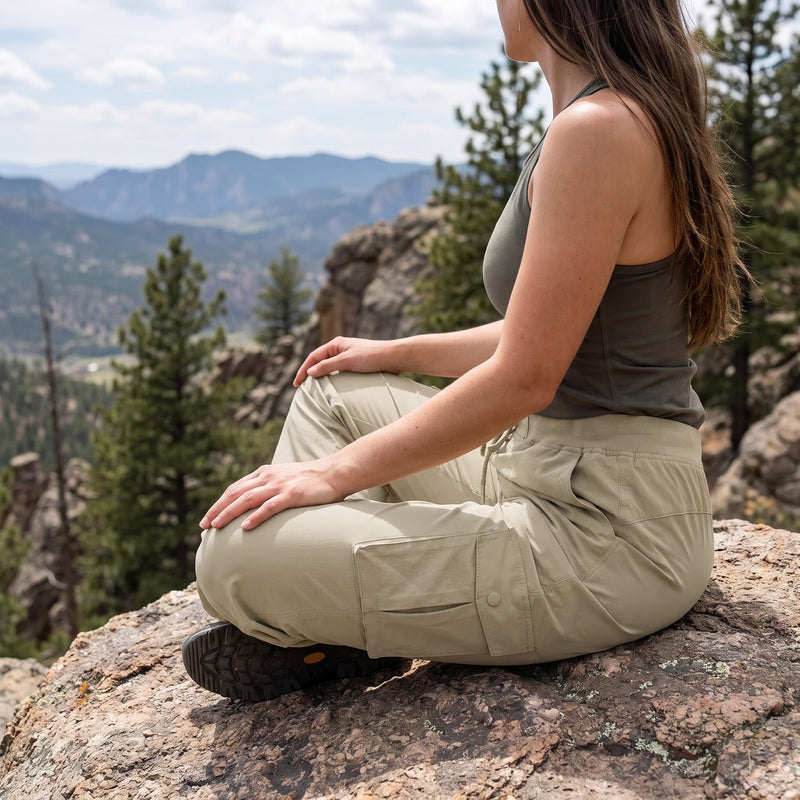 Women’s Lightweight Hiking Pants Stretch Elastic Waist Wide Leg, product photo 5