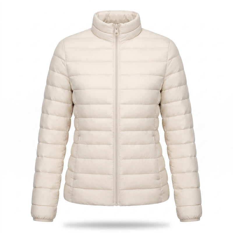 Women's Lightweight Quilted Puffer Jacket Stand Collar Slim Fit Coat, product photo 9