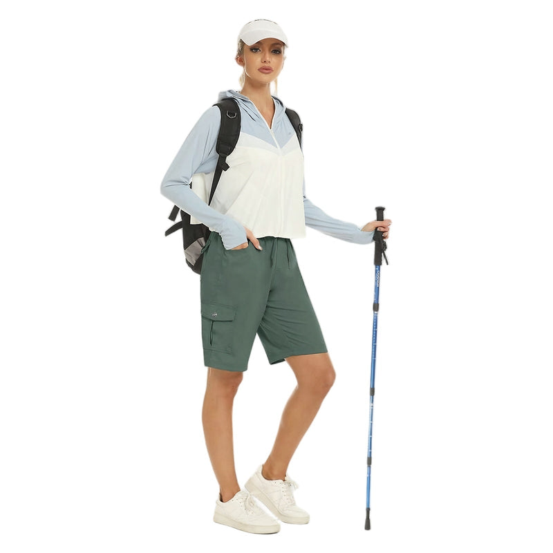 Women's Long Hiking Shorts Quick Dry Breathable Cargo Trail Shorts – product view 7 | Great Lakes Outdoor