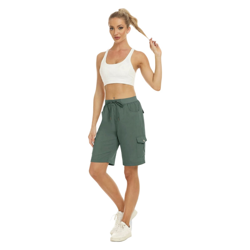 Women's Long Hiking Shorts Quick Dry Breathable Cargo Trail Shorts – product view 8 | Great Lakes Outdoor