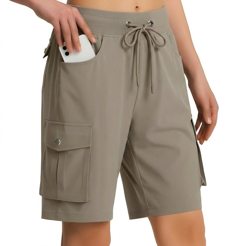 Women's Long Hiking Shorts Quick Dry Breathable Cargo Trail Shorts – product view 12 | Great Lakes Outdoor