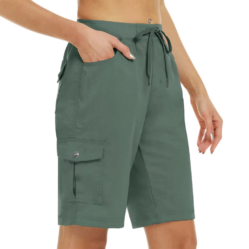 Women's Long Hiking Shorts Quick Dry Breathable Cargo Trail Shorts – product view 13 | Great Lakes Outdoor