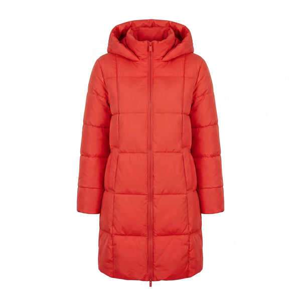 Women's Long Puffer Coat Hooded Quilted Knee Length Winter Jacket