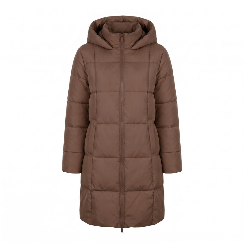 Women's Long Puffer Coat Hooded Quilted Knee Length Winter Jacket, product photo 6