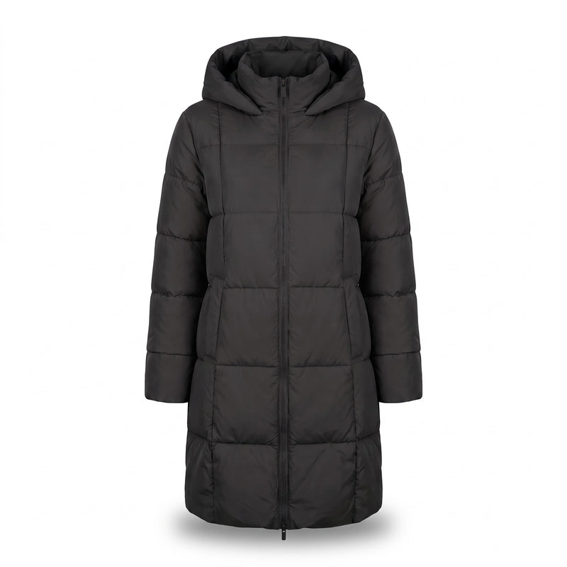 Women's Long Puffer Coat Hooded Quilted Knee Length Winter Jacket, product photo 7
