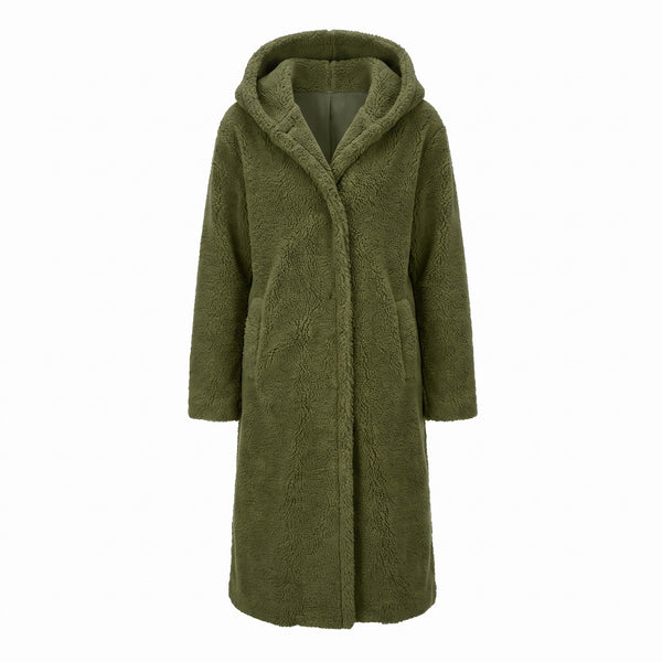 Women's Long Teddy Coat Hooded Oversized Sherpa Overcoat Pockets
