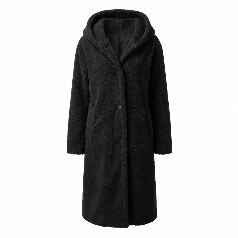 Women's Long Teddy Coat Hooded Oversized Sherpa Overcoat Pockets, product photo 10