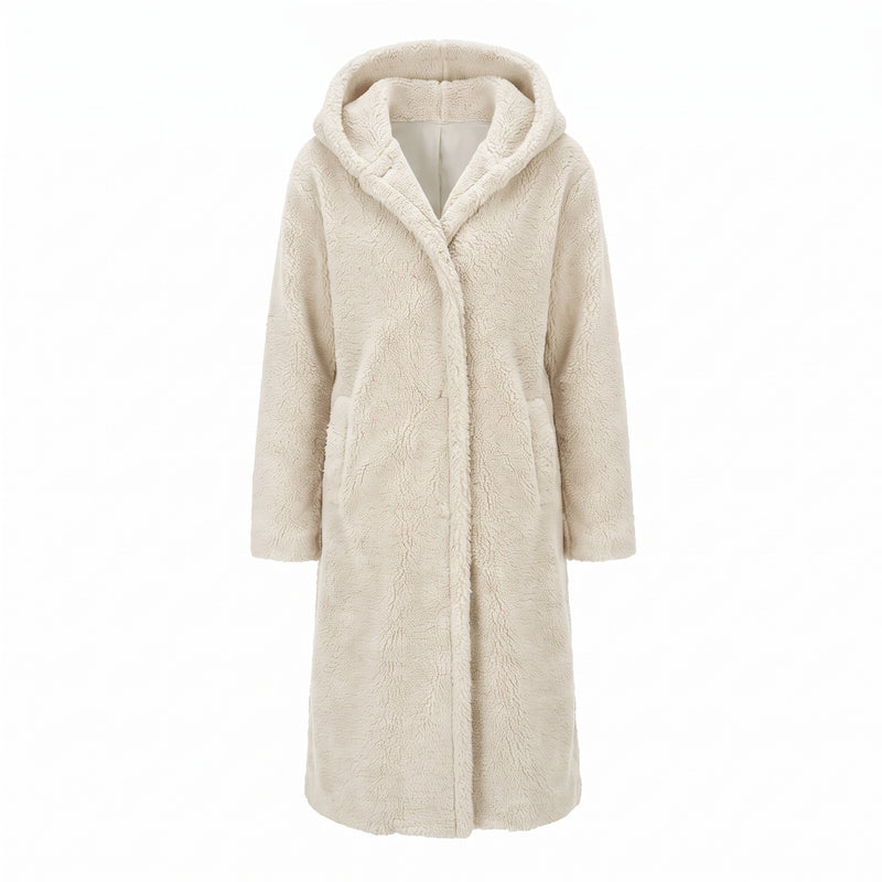 Women's Long Teddy Coat Hooded Oversized Sherpa Overcoat Pockets, product photo 13